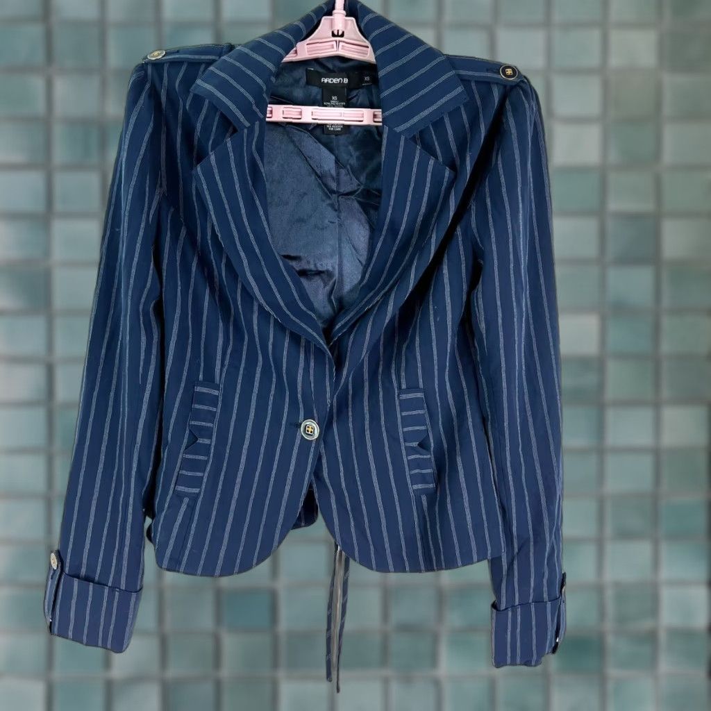 Vintage VINTAGE Arden B Striped Corset Single Breasted Blazer Womens XS Blue Size XS / US 0-2 / IT 36-38 - 1 Thumbnail