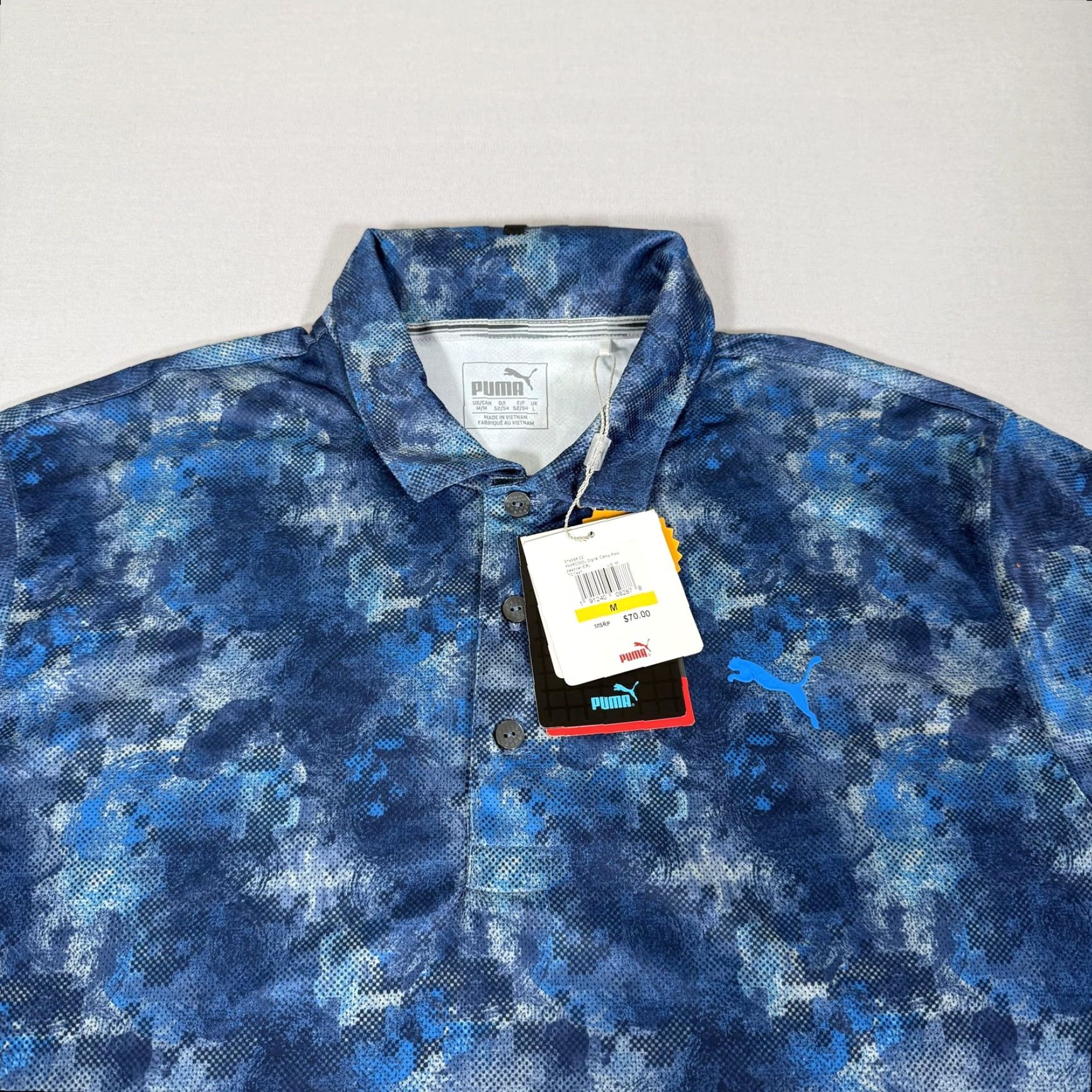 Puma Puma Shirt Mens Medium Blue Camo Paradiso Drycell Performance UPF 40 New Size US M / EU 48-50 / 2 - 2 Thumbnail