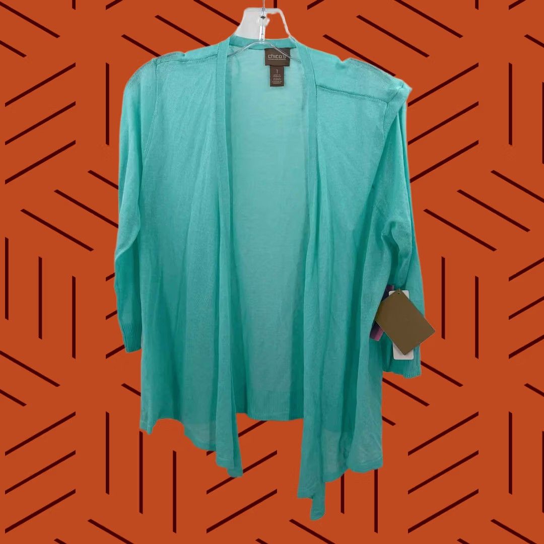 Vintage Pre-Owned Chico's Blue Cardigan Sweater Size 1/Medium XS? Size XS / US 0-2 / IT 36-38 - 1 Thumbnail