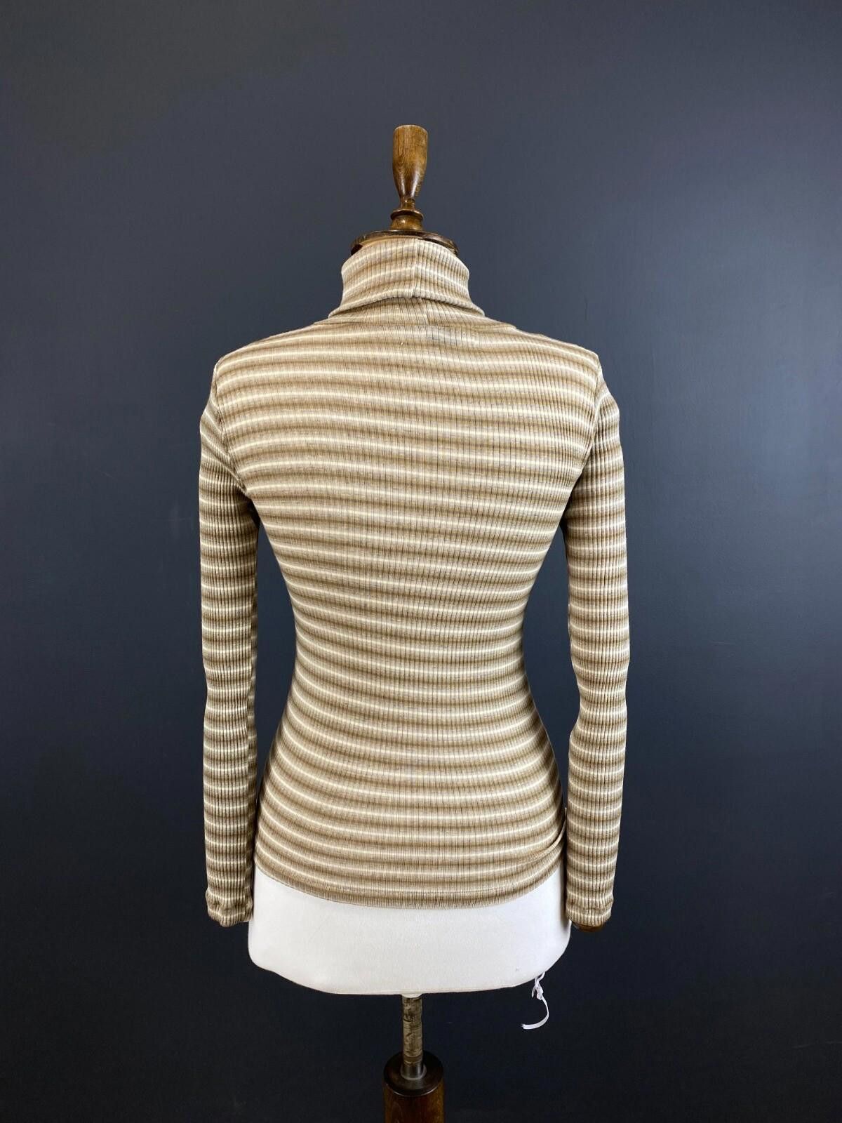 Sonia Rykiel Sonia Rykiel Beige Striped Turtle Neck Knit Sweater Size S Size S / US 4 / IT 40 - 8 Thumbnail