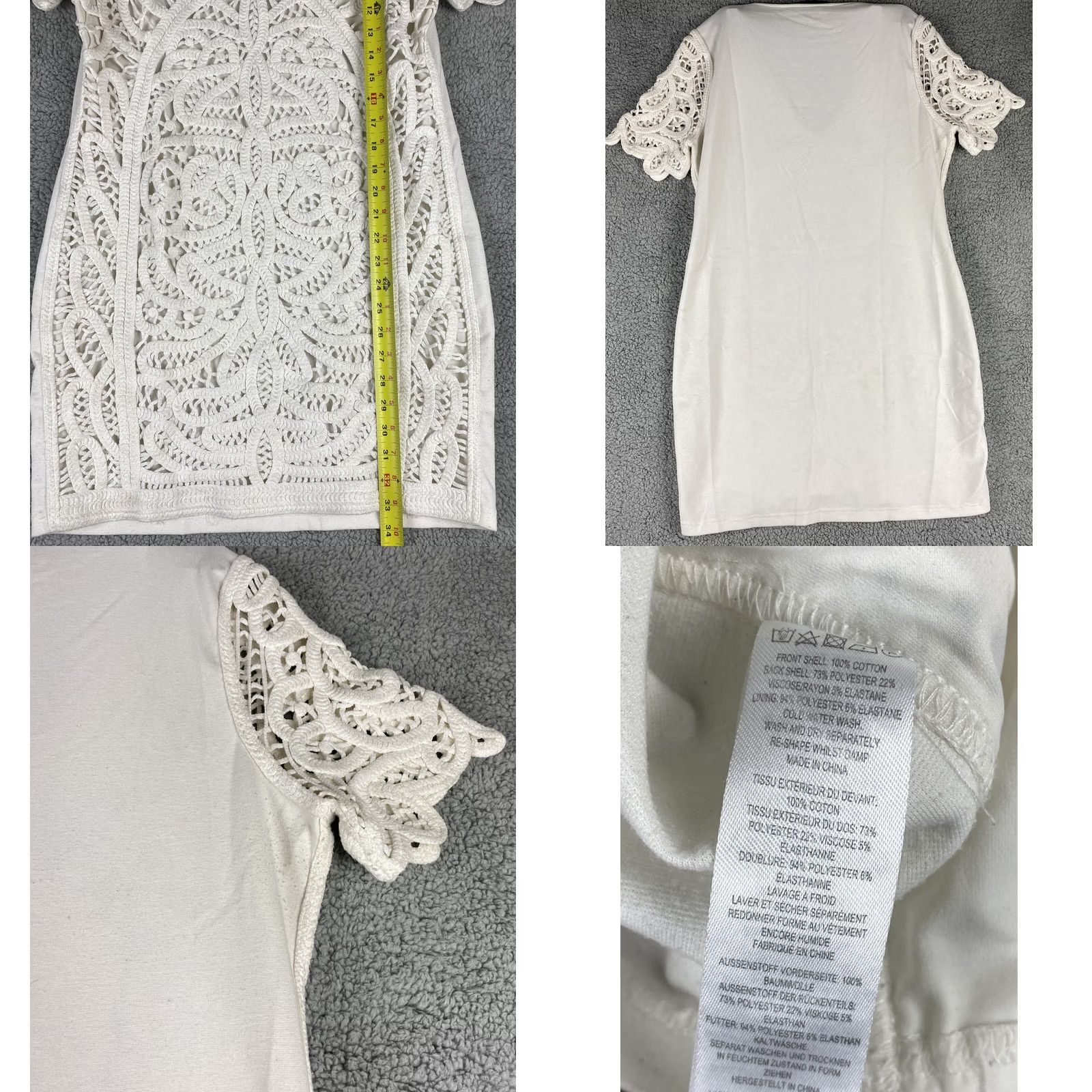French Connection VINTAGE? French Connection White Mini Dress Women's Size 12 Short Sleeve V-Neck Pullover Lined A-Line 30-4 Size XL / US 12-14 / IT 48-50 - 8 Thumbnail