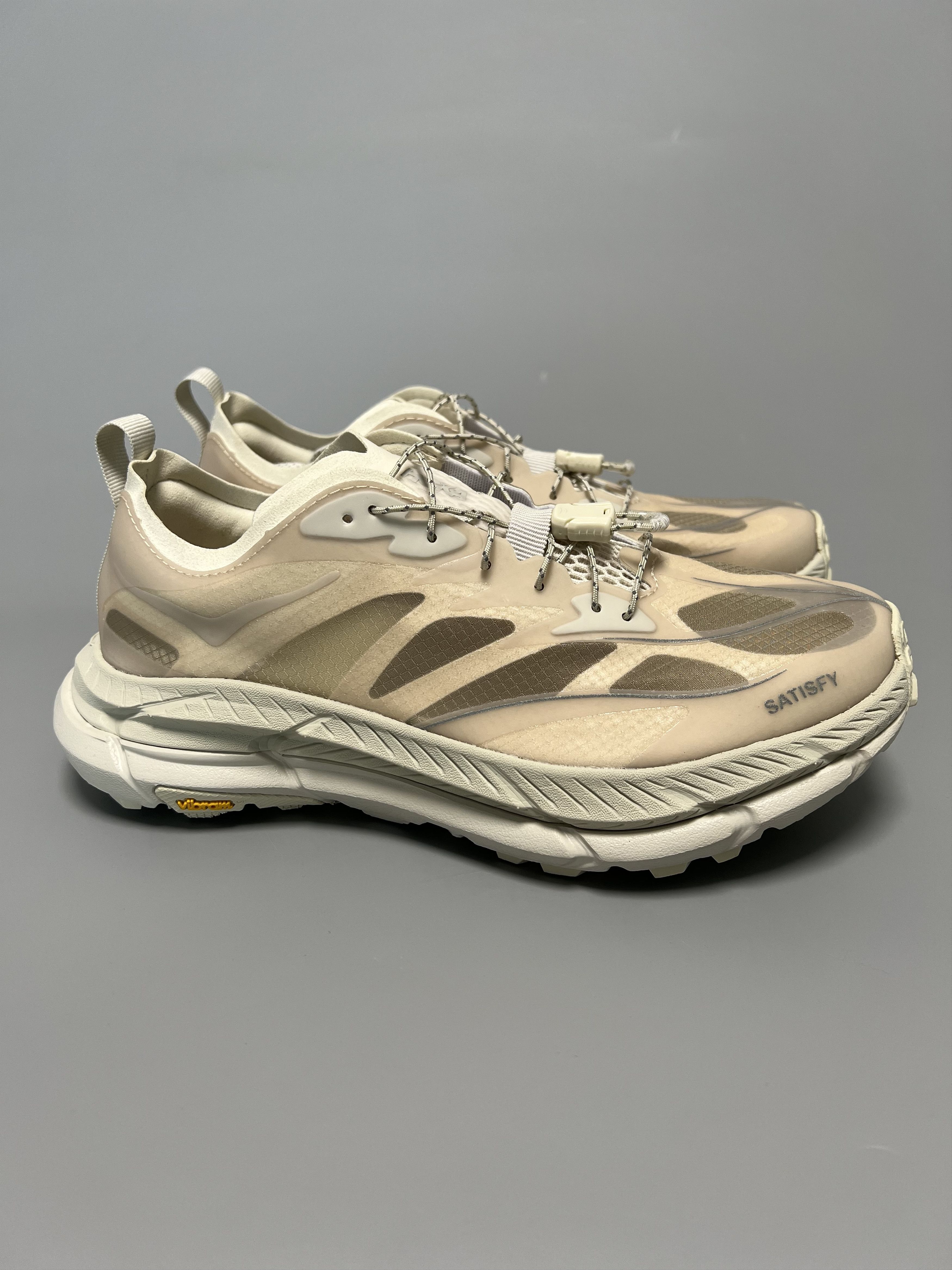 Hoka X Satisfy Mafate Speed 4 Lite Bone Trail Running Shoes in Beige, Women's (Size 7)