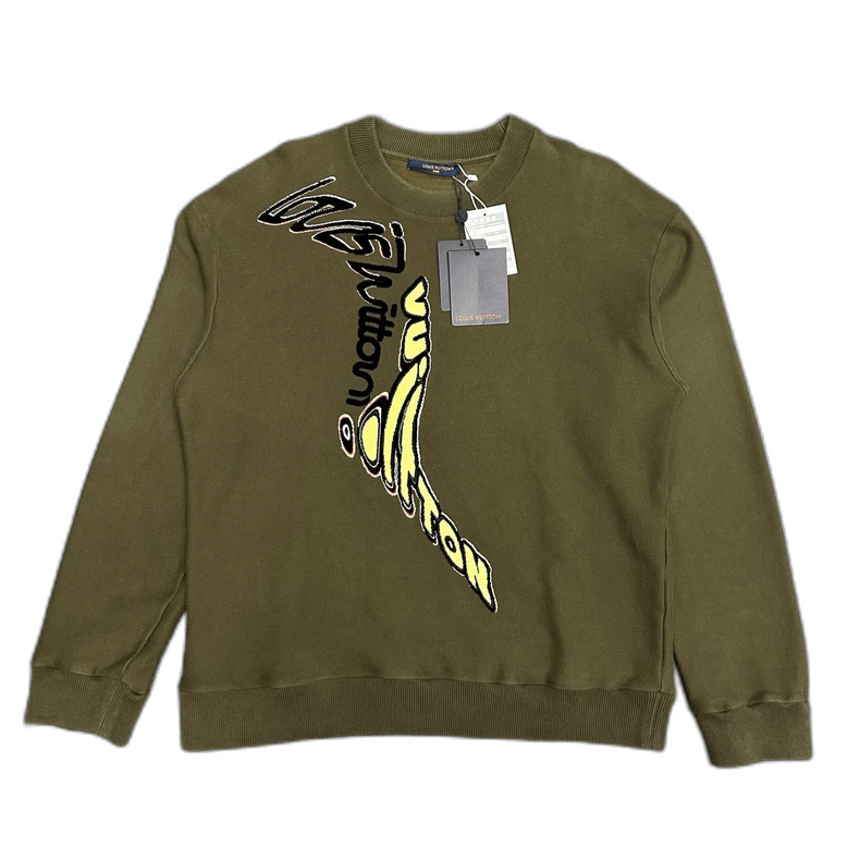 Louis Vuitton Louis Vuitton Military Green Sweatshirt with Logo Size US L / EU 52-54 / 3 - 1 Thumbnail