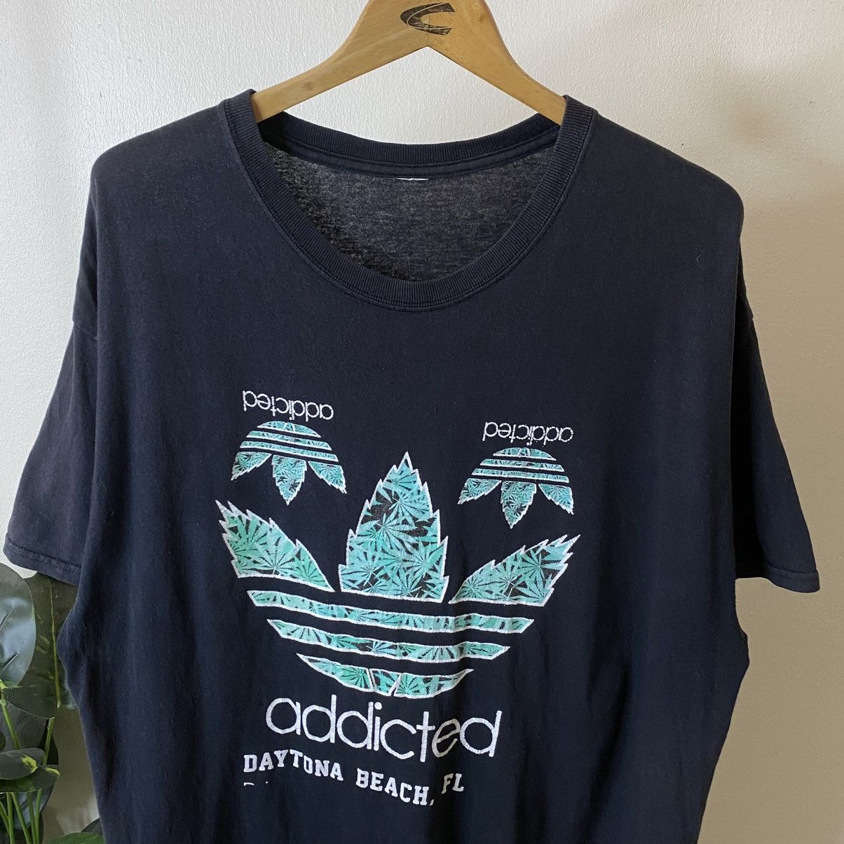 Vintage Y2K Adidas Parody Addicted Marijuana Funny Humor T Shirt Size US XL / EU 56 / 4 - 2 Thumbnail