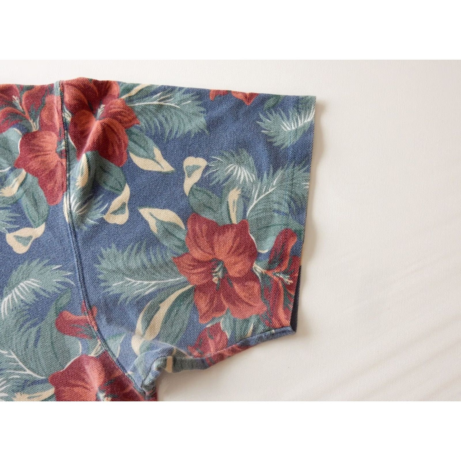 Vintage VTG L.L. Bean Polo Shirt Men XX- Large Floral Short Sleeve 100% Cotton Blue N/A Size US XXL / EU 58 / 5 - 2 Thumbnail