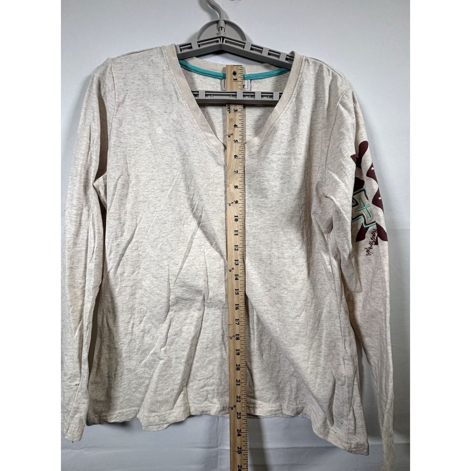 Ariat Ariat T-Shirt Women's Longhorn Floral 3/4 Sleeve Beige L Crew Neck Knit Cotton Raglan Short Sleeve Casual Travel Workwear Women Size L / US 10 / IT 46 - 4 Thumbnail