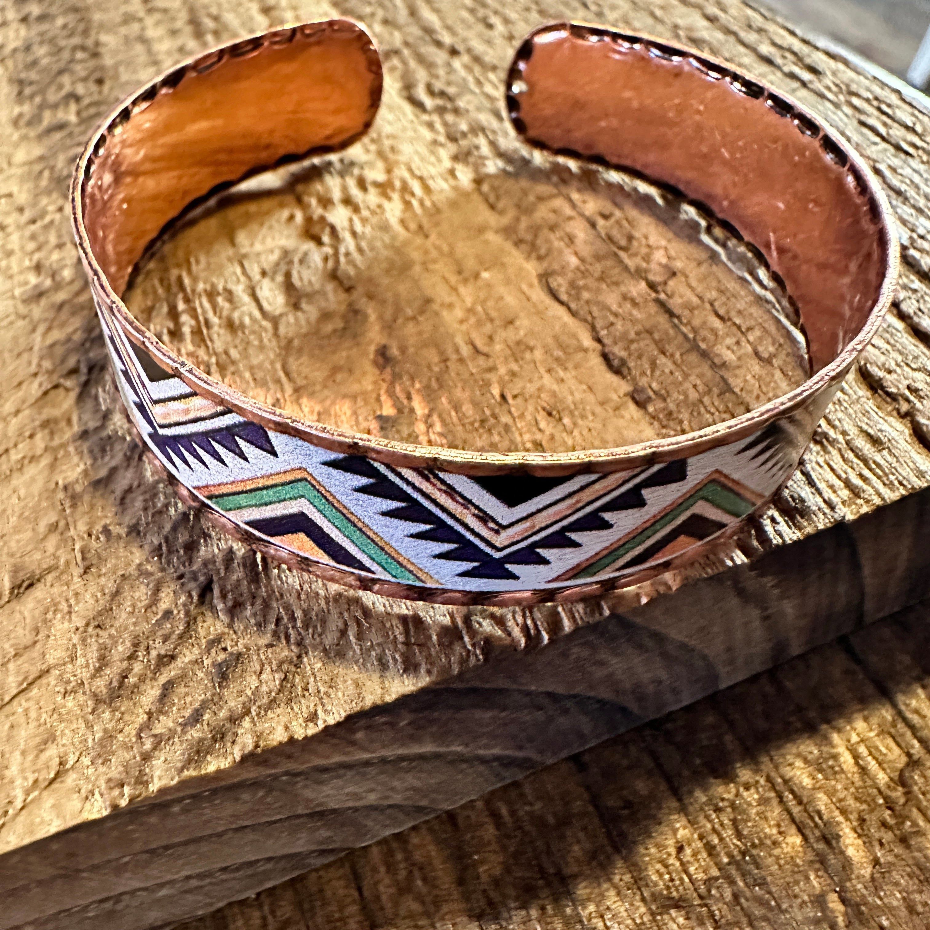 Other Handmade Boho Native American Aztek Copper Narrow Cuff Brace Size ONE SIZE - 3 Thumbnail