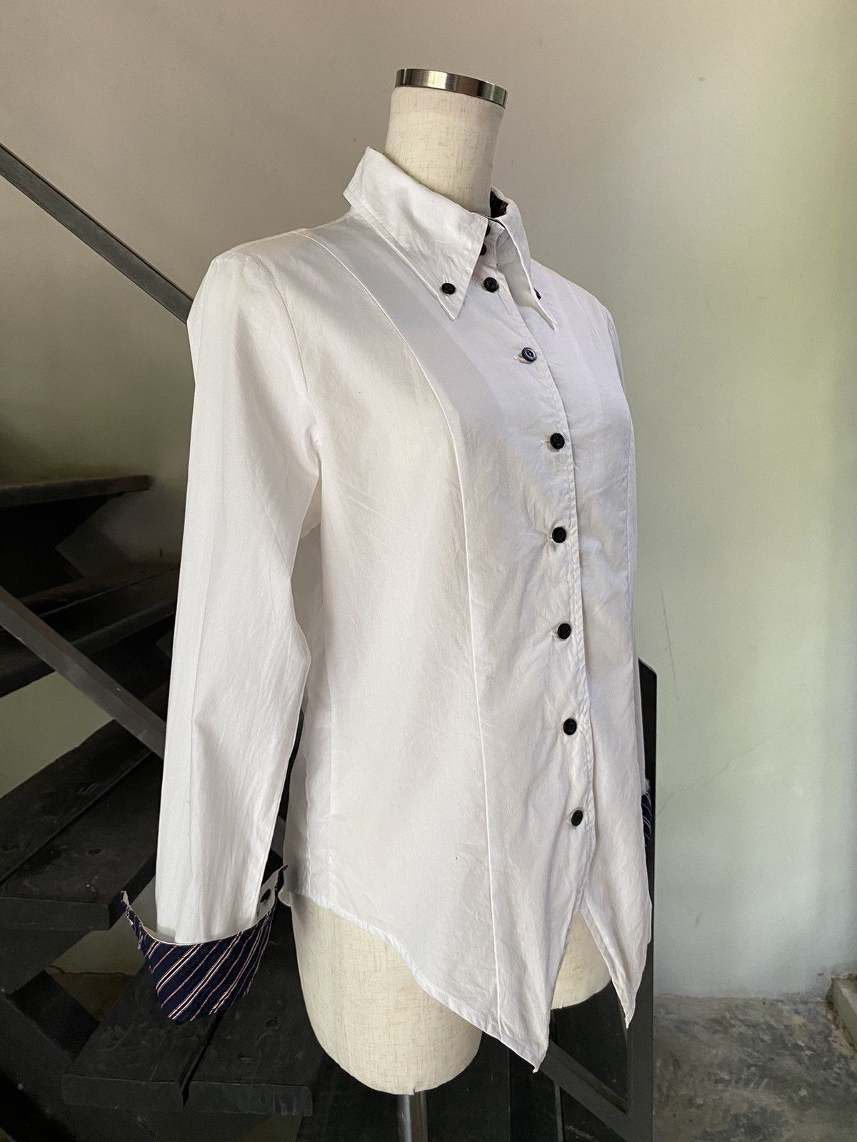Japanese Brand PEACE NOW Punk Y2K Asymmetrical Hem White Shirt Size S / US 4 / IT 40 - 15 Thumbnail