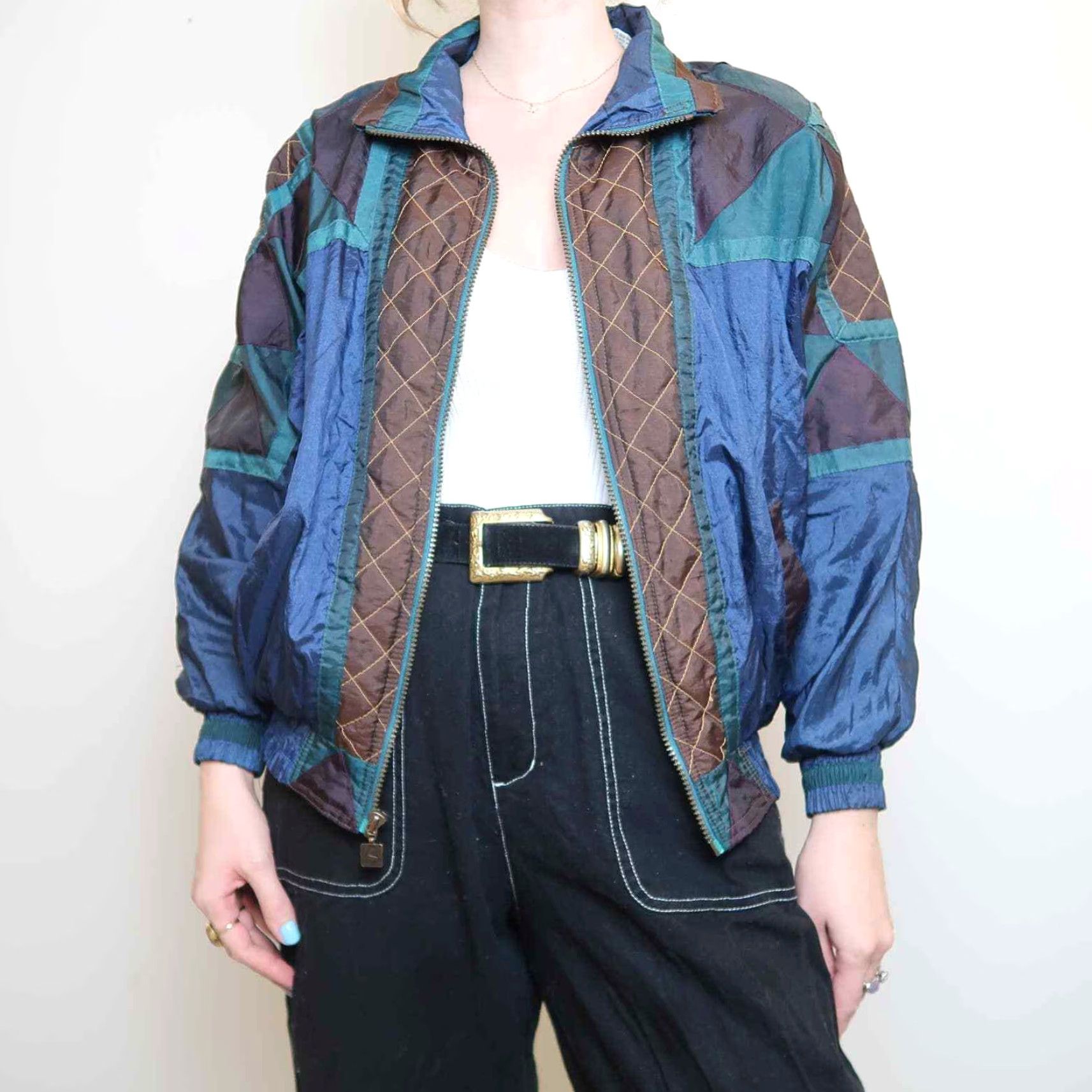 Vintage VINTAGE 90s Active Stuff Nylon Windbreaker Jacket Navy Teal Quilted Bomber M Adults Mens Womens Size M / US 6-8 / IT 42-44 - 5 Thumbnail