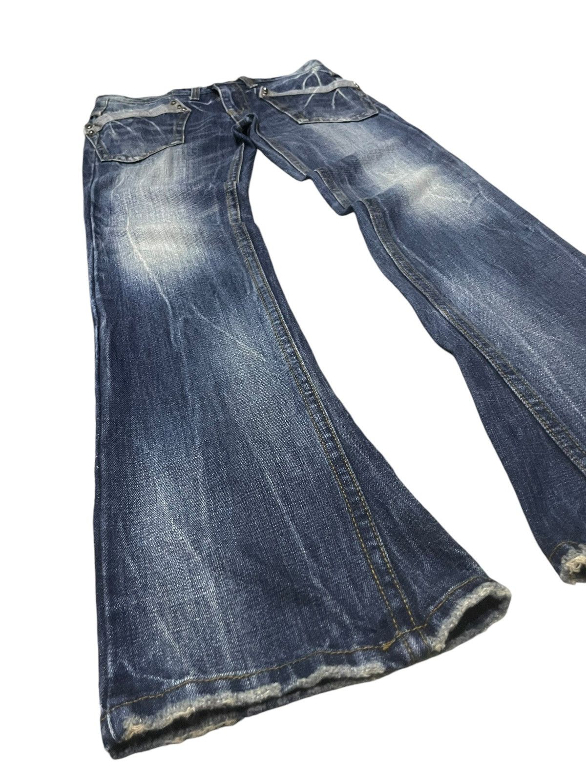 If Six Was Nine × LOWBOX × Le Grande Bleu (L.G.B.) Pure Paradise Japan Rhinestones Mens Flare Claw Mark Jeans Size US 32 / EU 48 - 13 Thumbnail