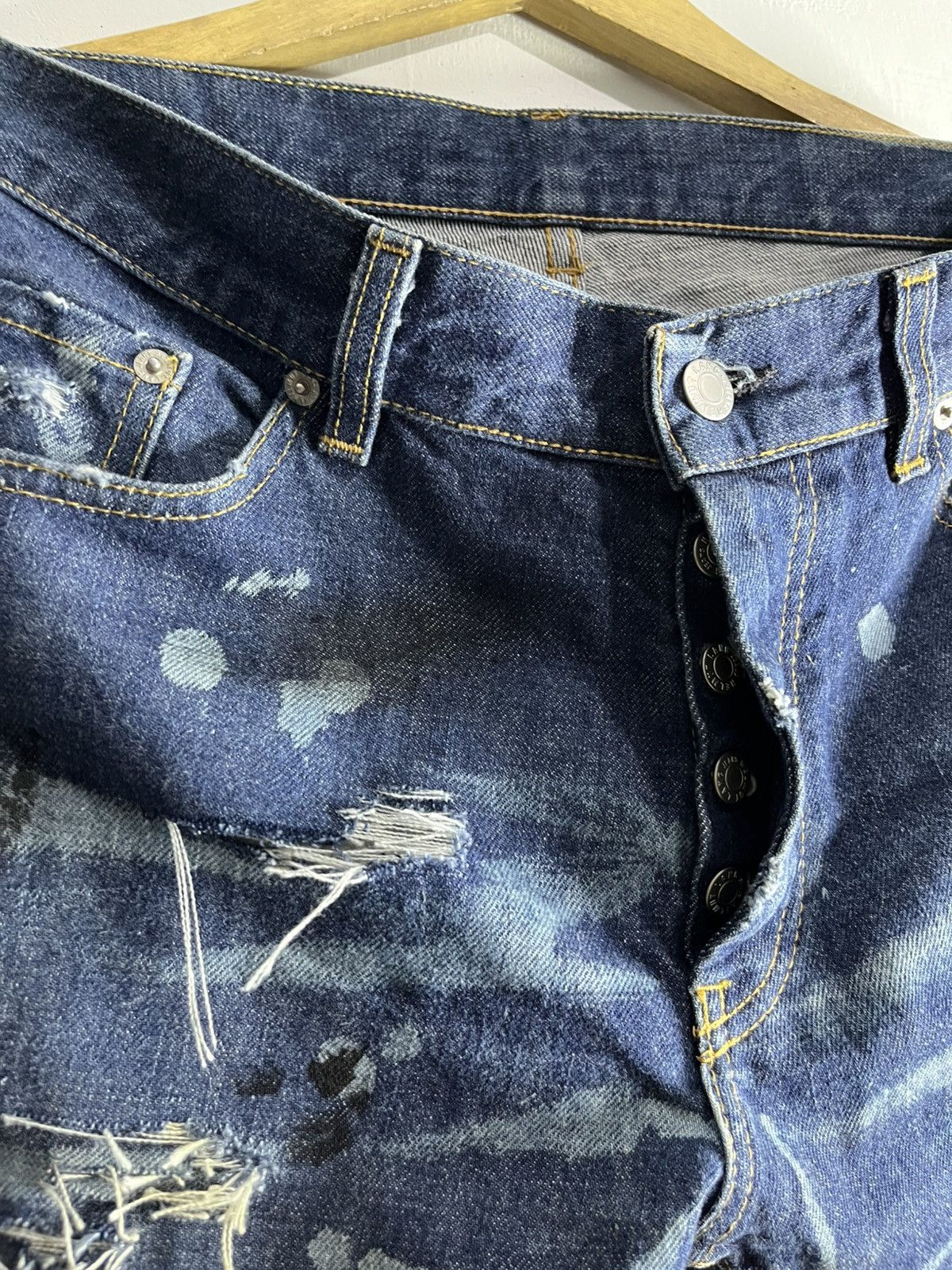 Helmut Lang Helmut lang paint acid distressed raw denim Size US 31 - 7 Thumbnail