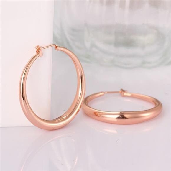 Other 18K Rose Gold Plated Bali Hoop Earrings Latch Back Design Size ONE SIZE - 5 Thumbnail