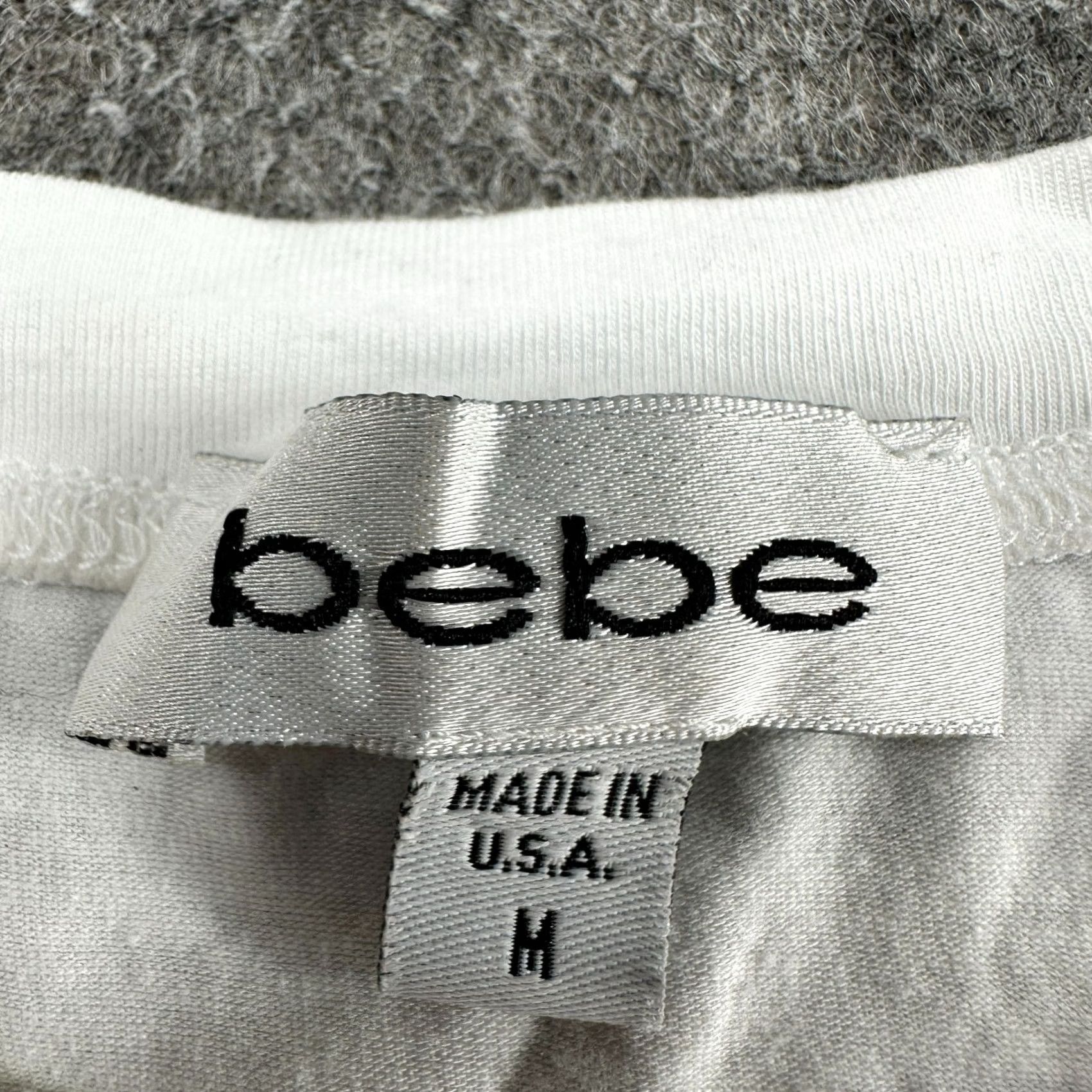 Bebe VINTAGE bebe Shirt Womens M White Tank Top Spellout Rhinestone Cut Off USA Y2K Tank Sleeveless Scoop Neck Pullover Cotton Knit Casual Regular Women’s Size M / US 6-8 / IT 42-44 - 2 Thumbnail