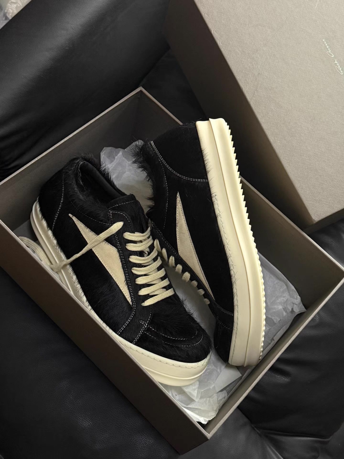 Rick Owens Rick Owens Mainline Black & White Horse Hair Vans Ｑ20 Size US 9.5 / EU 42-43 - 1 Thumbnail