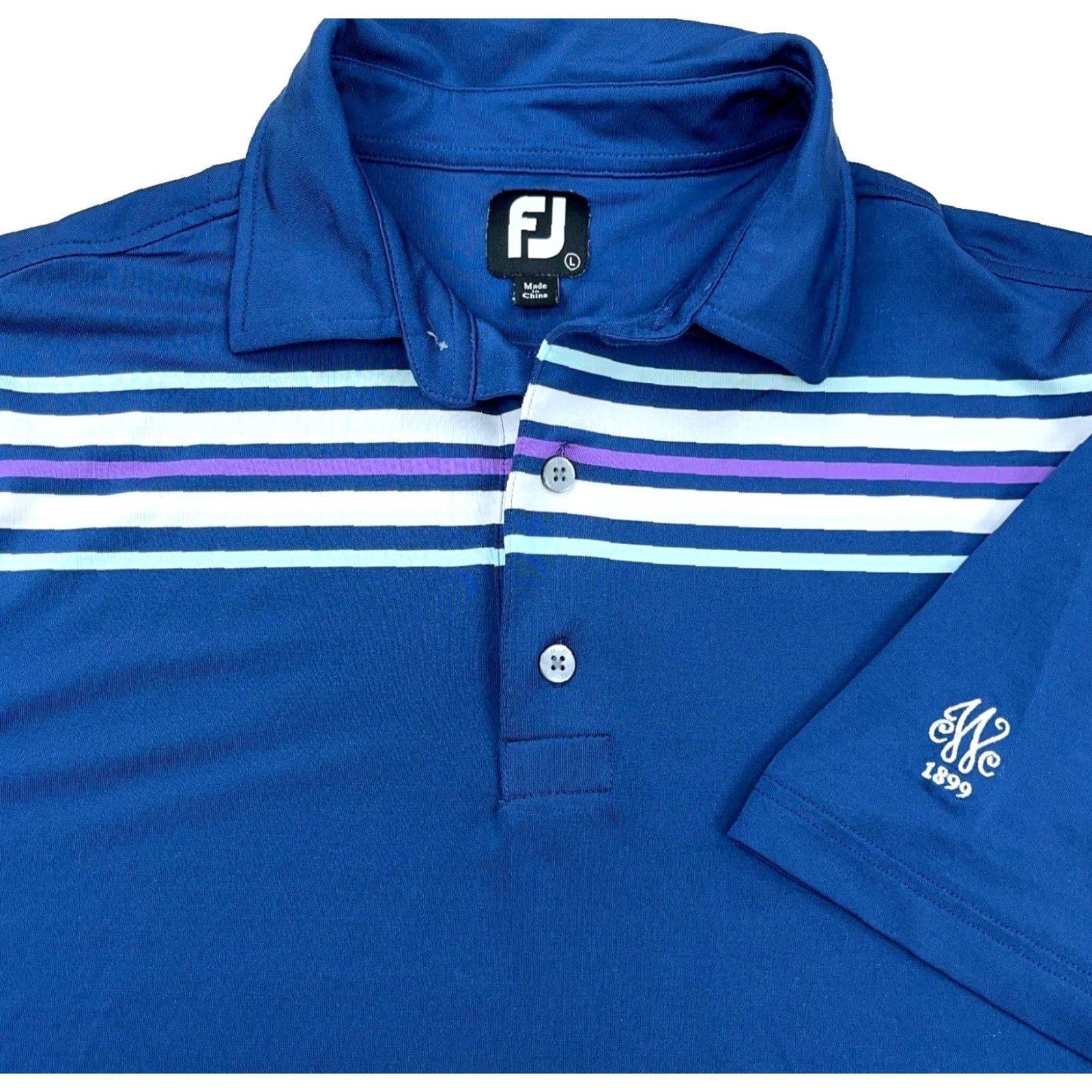 Footjoy FootJoy Polo Shirt Men L Blue White Performance Golf Logo Country Club Navy FJ Size US L / EU 52-54 / 3 - 2 Thumbnail