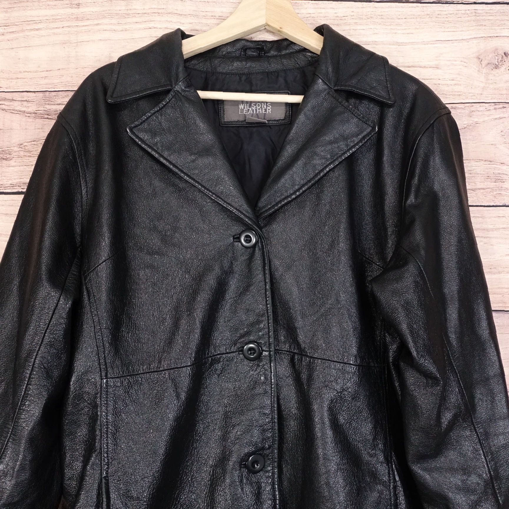 Vintage VINTAGE Wilsons Leather Women's Leather Button-Up Coat XL Black Casual 100% Leather Size XL / US 12-14 / IT 48-50 - 2 Thumbnail