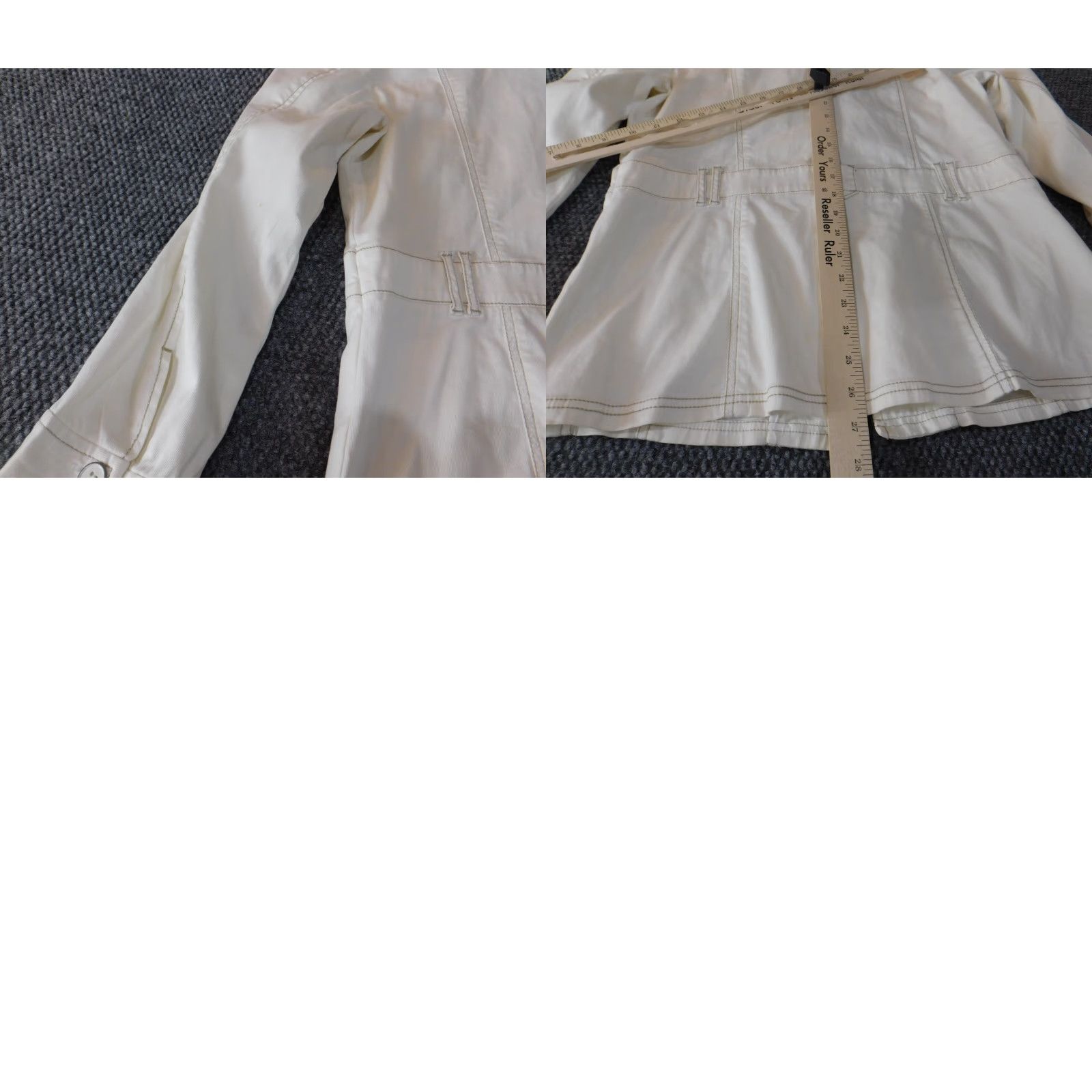 Vintage Chicos Jacket Womens Beige Denim Short Sleeve Button Stretch Regular Size 1 Casual Designer Vintage: No yur? Size XS / US 0-2 / IT 36-38 - 10 Thumbnail