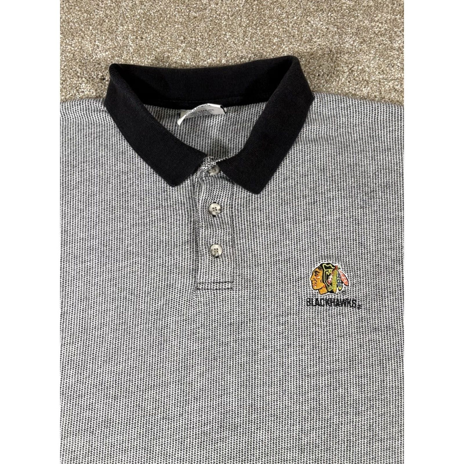 Vintage VINTAGE Chicago Blackhawks Polo Shirt Embroidered Logo 90s NHL • Size 2XL Men Gray Cotton Polo Shirt Embroidered Logo 90s NHL Mens Size US XXL / EU 58 / 5 - 2 Thumbnail