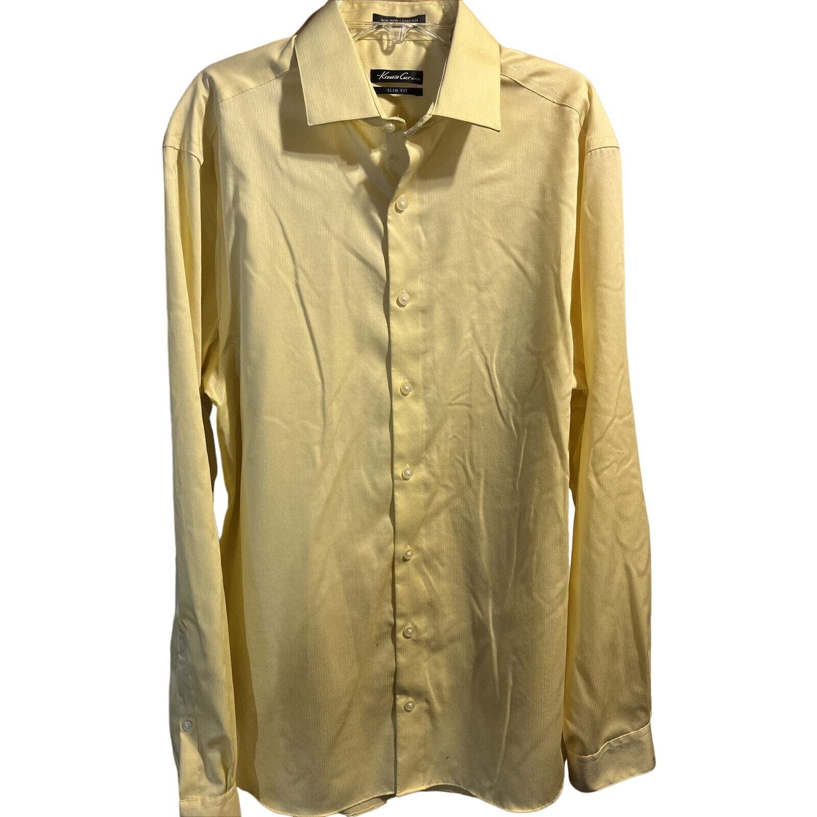 Kenneth Cole Kenneth Cole New York Men’s 15.5 34/35 Yellow Cotton Shirt Size US M / EU 48-50 / 2 - 1 Thumbnail