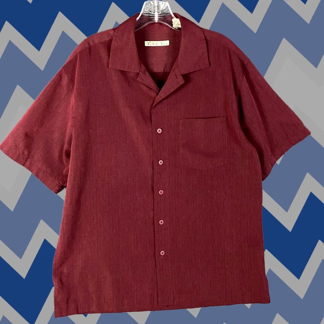 Vintage Batck Bay Button-Up Shirt Men Short Sleeve Red M 100% Polyester Button Closure Collared Casual Shirt, Regular Fit, Vintage No Size US M / EU 48-50 / 2 - 1 Thumbnail