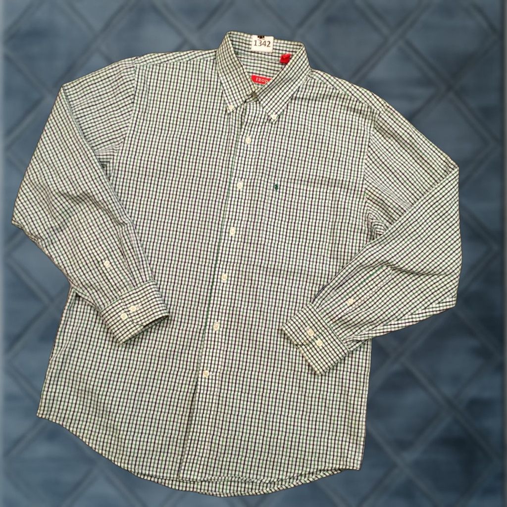 Izod IZOD Shirt Mens Medium Green Purple Plaid Long Sleeve Button Down Size US M / EU 48-50 / 2 - 1 Thumbnail