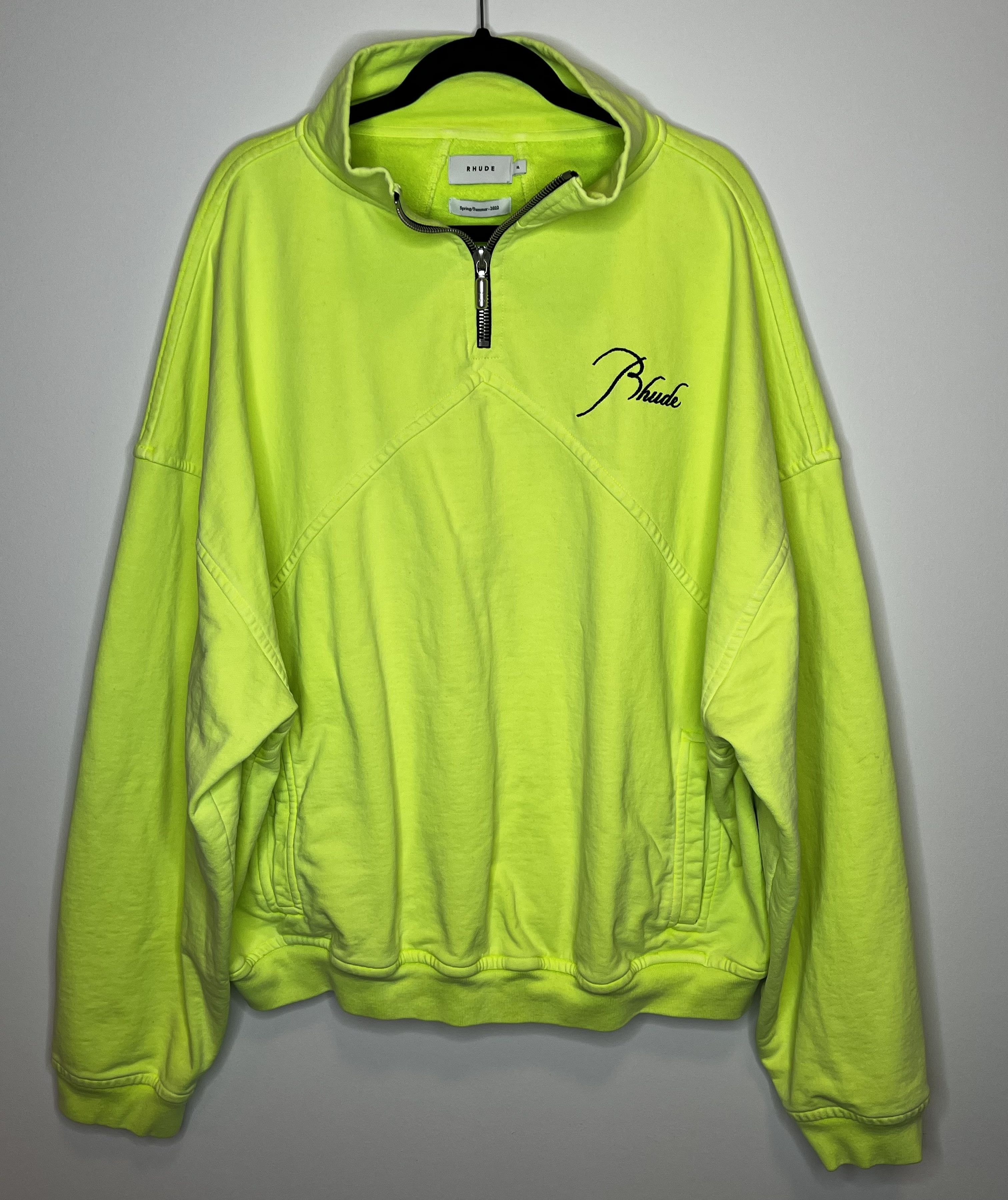 image of Rhude Quarter Zip Neon-Green in Neon Green, Men's (Size XL)