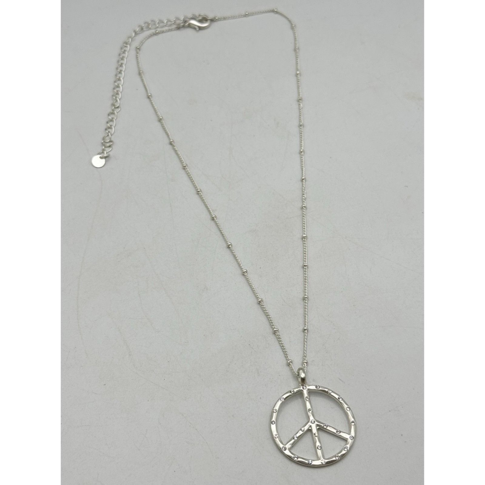 Vintage Vintage rhinestone peace sign pendant charm necklace Size ONE SIZE - 3 Thumbnail
