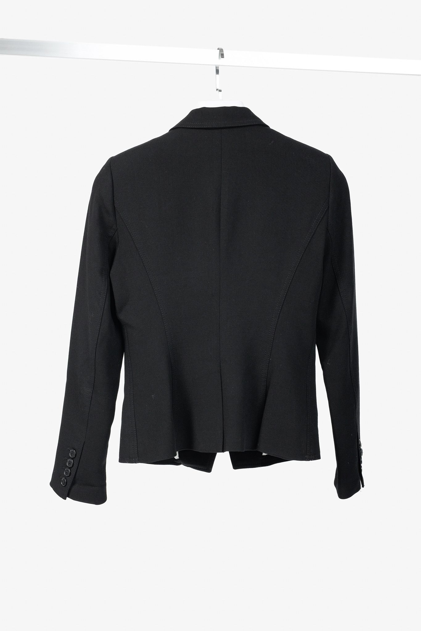 SMYTHE Smythe Black Wool-Blend 3-Button Wrap Blazer Size M / US 6-8 / IT 42-44 - 2 Thumbnail