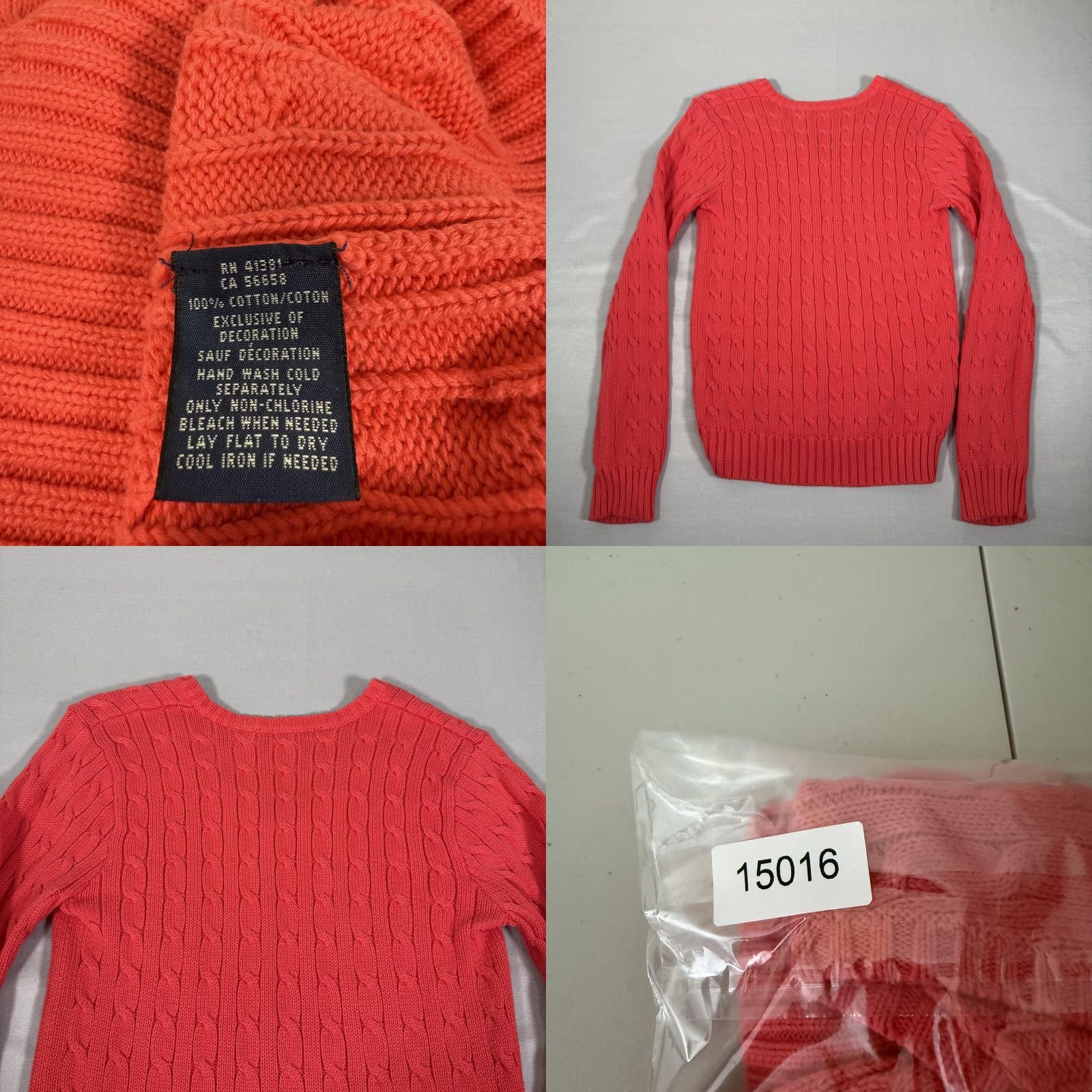 Polo Ralph Lauren Polo Ralph Lauren Sweater Women Large Red Cable Knit V Neck Cotton Pullover Pony Size L / US 10 / IT 46 - 8 Thumbnail
