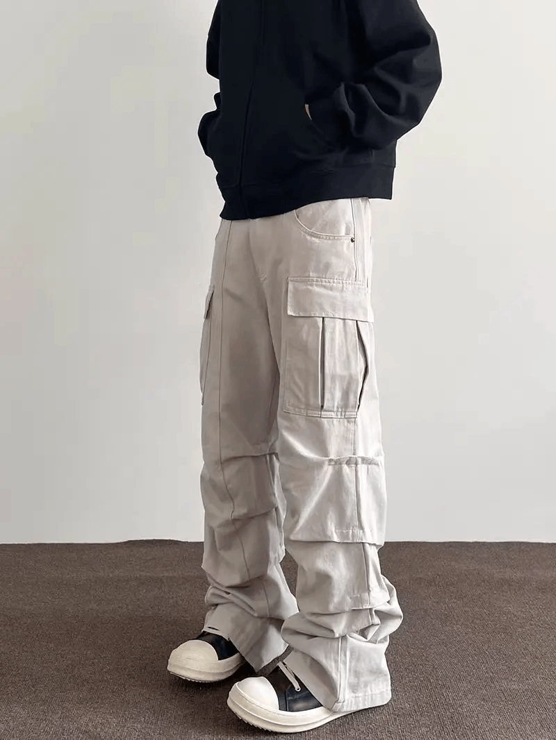 Jean × Vintage High Street Hip Hop Y2K Pleated Micro Flare Trousers Size US 32 / EU 48 - 3 Thumbnail