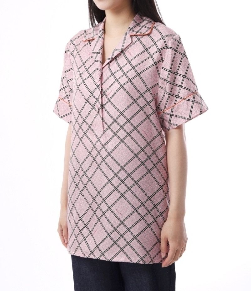 Gucci o1la5ras0526 Printed Silk Twill Shirt in Pink Size M / US 6-8 / IT 42-44 - 2 Thumbnail