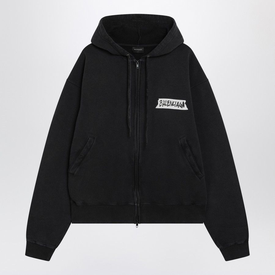 Balenciaga o1d2blof0226 Masking Tape Oversize Hoodie in Black Size US S / EU 44-46 / 1 - 1 Thumbnail