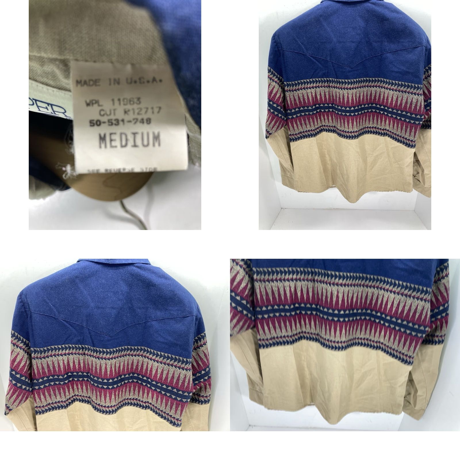 Roper VINTAGE Roper Aztec Western Shirt Women Medium Beige Blue Long Sleeve Button-Up Mens? (Note: Please replace with correct gender if needed) Size M / US 6-8 / IT 42-44 - 8 Thumbnail