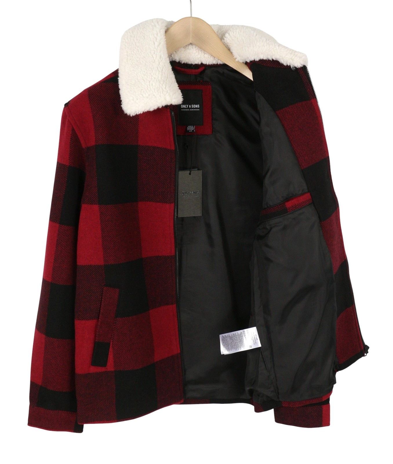 Other RON CHECK S Red Wool Blend Plaid Sherpa Neck 88043 Size US S / EU 44-46 / 1 - 4 Thumbnail