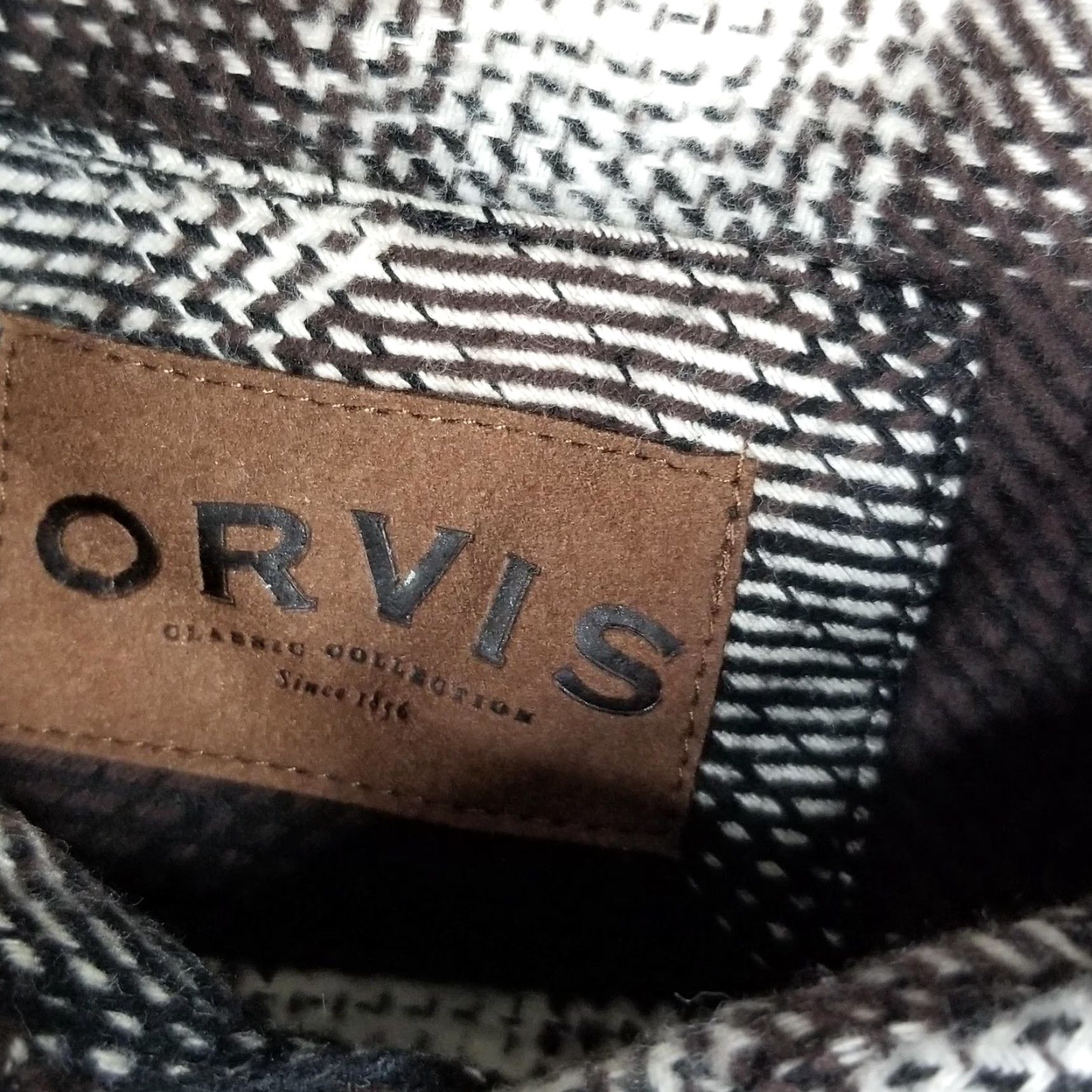Orvis VINTAGE Orvis Shirt Flannel Mens XL Brown Black Plaid Long Sleeve Ozarks Collection Size US XL / EU 56 / 4 - 3 Thumbnail