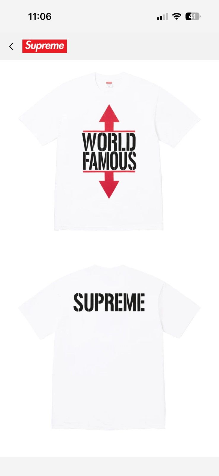 In hand - SS26 Supreme World Famous Tee