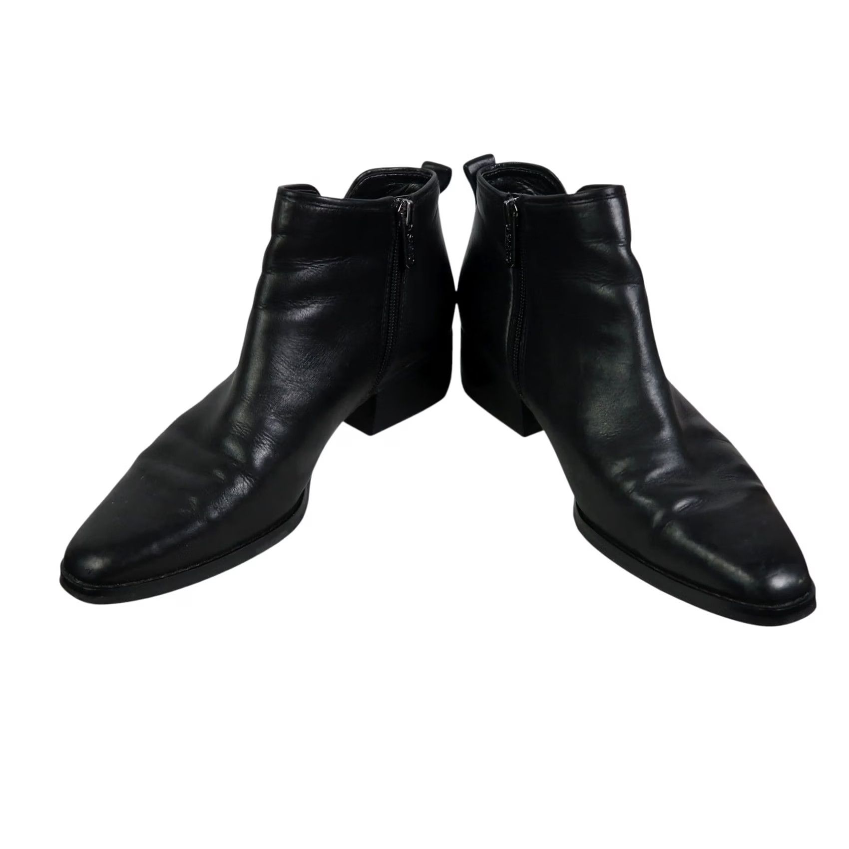 Franco Sarto Franco Sarto Sarto Black Leather Block Heel Ankle Boots Bootie Women 8.5 Leather Zip Low 1.5in Casual Fall Spring- Womens Size US 9 / IT 39 - 3 Thumbnail