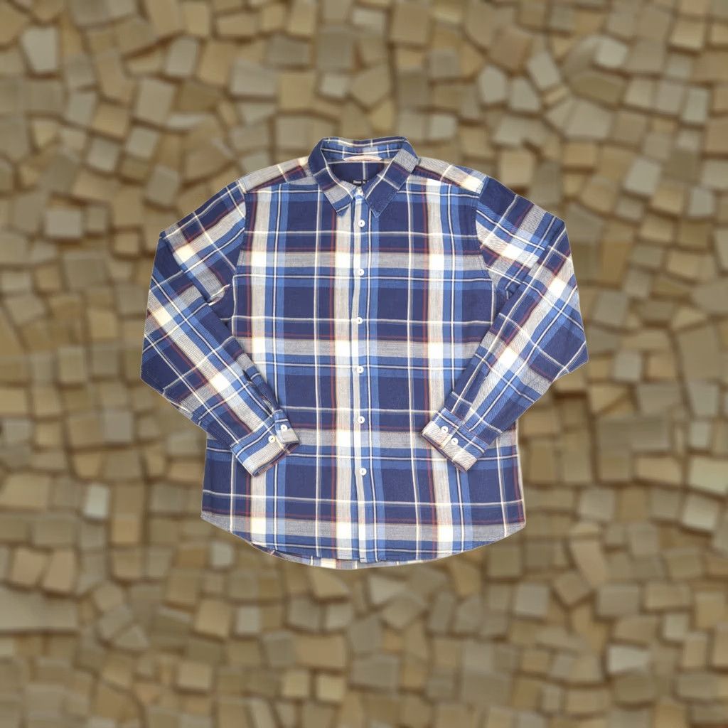 Vintage Fleurs De Bagne Cotton Check Flannel LS Button Shirt 2XL Blue Mens Shirt Size US XXL / EU 58 / 5 - 1 Thumbnail