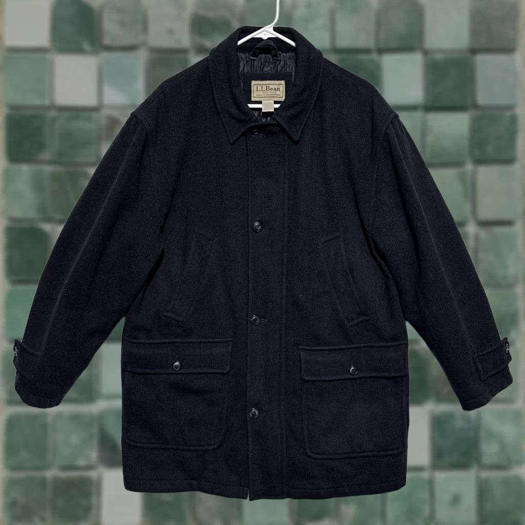 Vintage VINTAGE L.L. Bean Pea Coat Wool Field Coat Men’s Medium Reg Black 90s Rare Portugal Mid-Length Jacket/Coat Mens Size US M / EU 48-50 / 2 - 1 Thumbnail