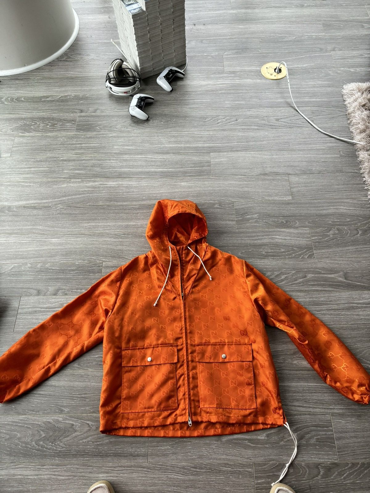 image of Gucci Off The Grid Hooded Jacket in Orange, Men's (Size Small)