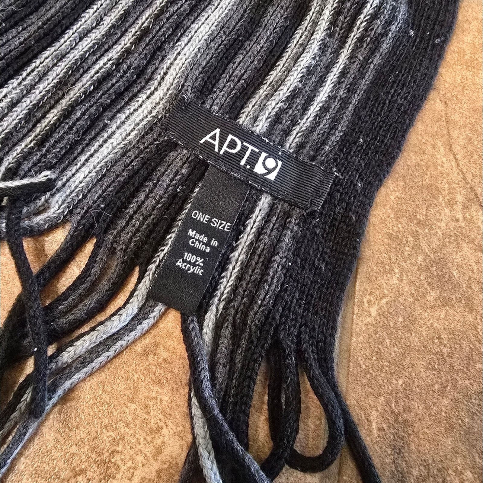 Apt. 9 Grey Black Striped | APT.9 | Fringed Scarf Size ONE SIZE - 3 Thumbnail