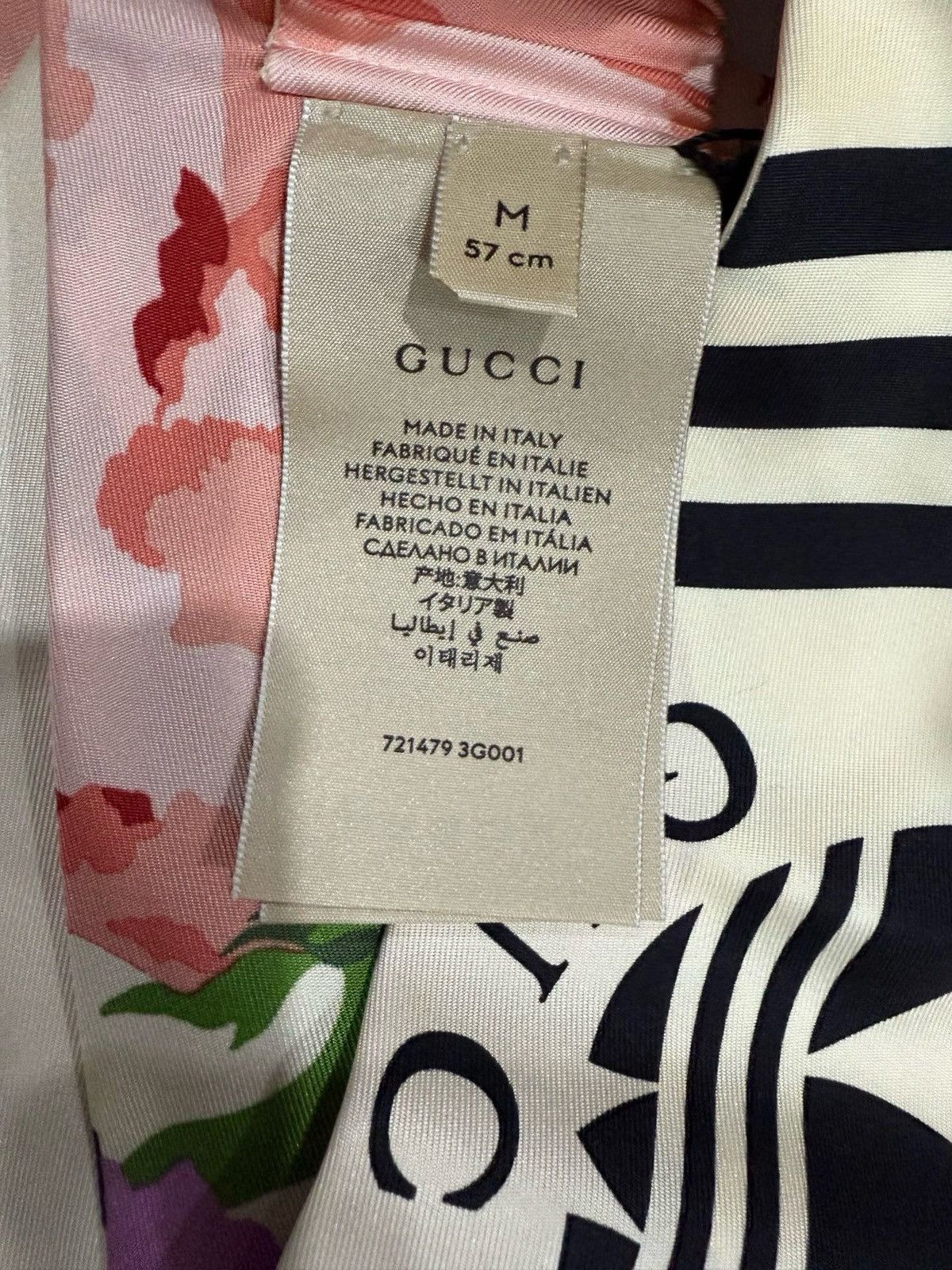 Gucci Gucci x Adidas Logo Hairband M/57 Silk Ivory hair scarf Size ONE SIZE - 4 Thumbnail