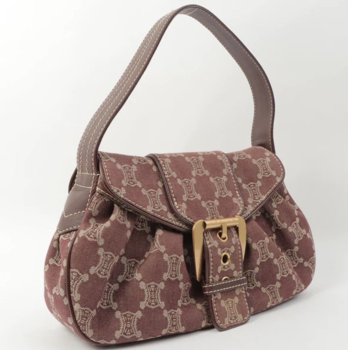Celine Celine Macadam Pattern Logo Buckle Top Handle Bag Bordeaux Size ONE SIZE - 2 Thumbnail