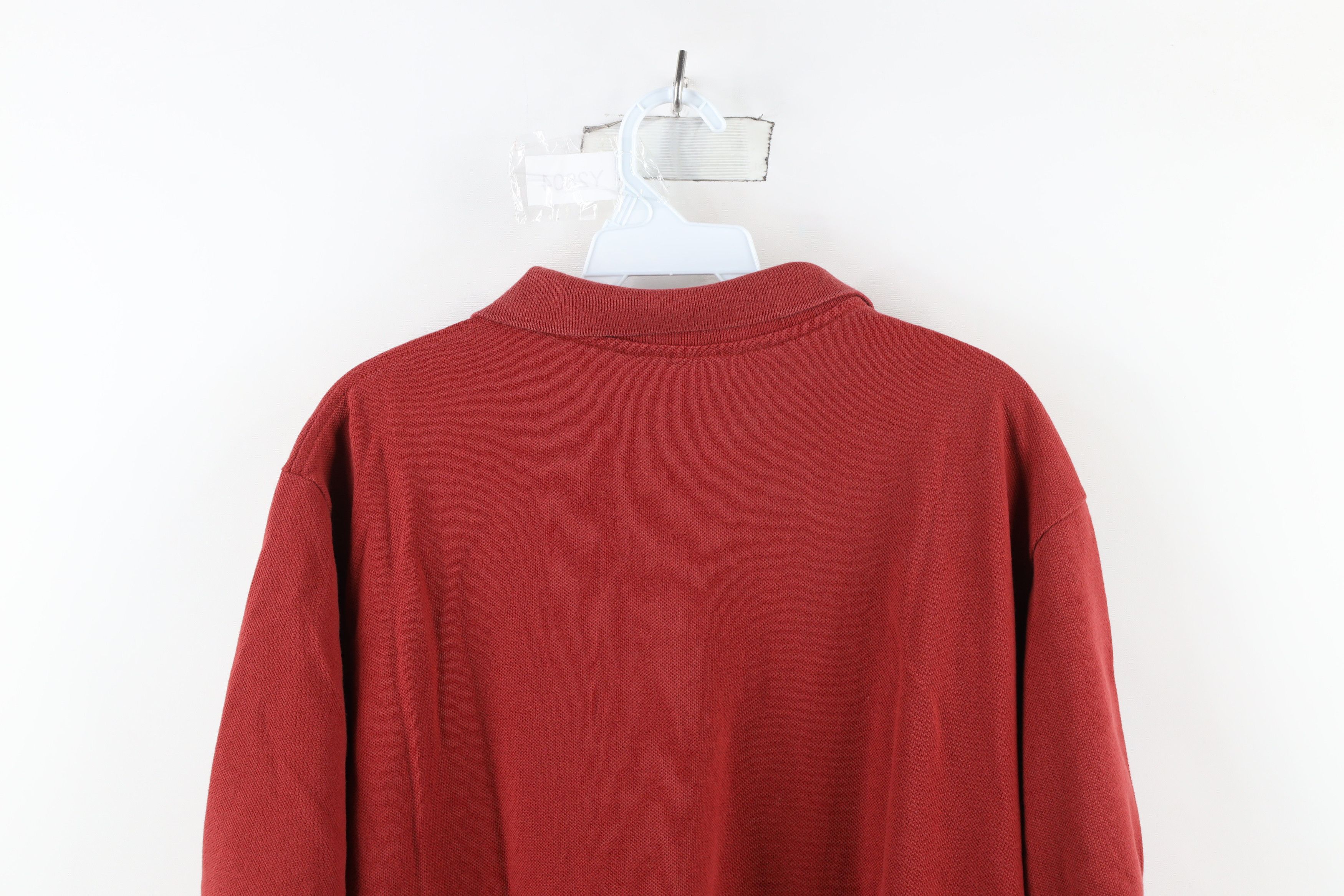 Lands' End × Vintage Vintage 90s Lands End Pique Cotton Pocket Polo Shirt Red USA Size US L / EU 52-54 / 3 - 11 Thumbnail