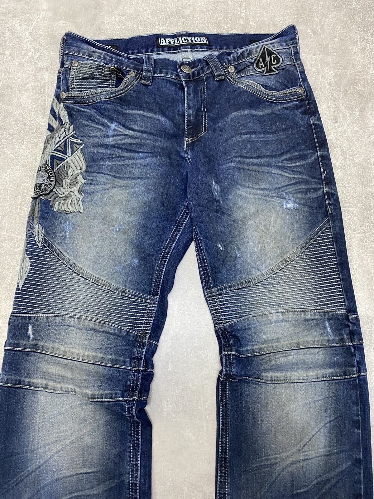 Affliction × Japanese Brand × Vintage Crazy Vintage Y2K Affliction Jeans Live Fast Motorcycles Size US 32 / EU 48 - 4 Thumbnail
