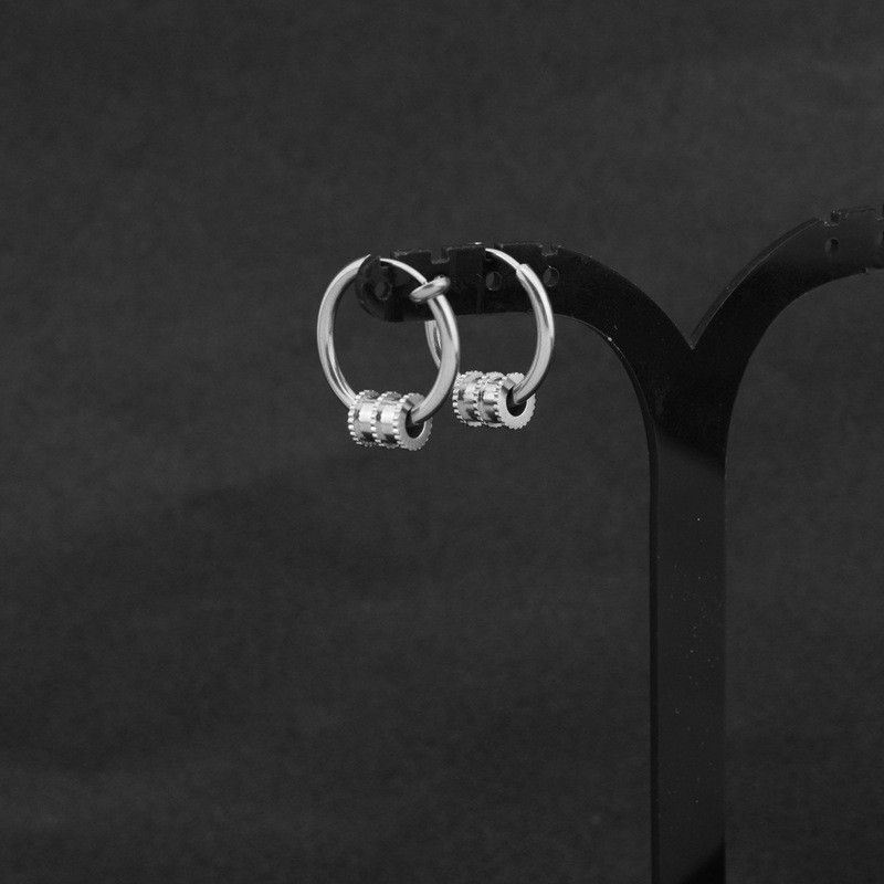 Jewelry × Sterling Silver Hip-hop Earrings One Pairs Chrome Jewelry Size ONE SIZE - 1 Thumbnail