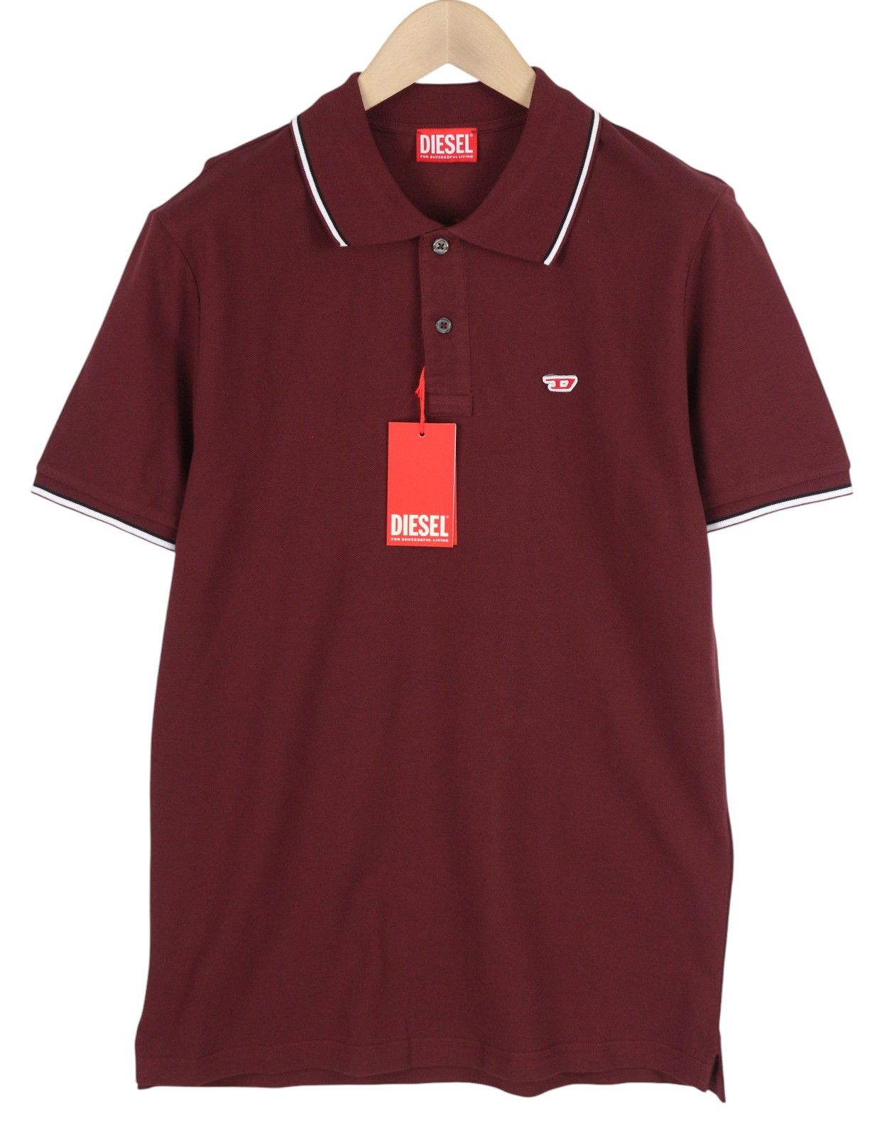Diesel T-SMITH-D L Burgundy Polo Neck Logo T-Shirt 41156 Size US L / EU 52-54 / 3 - 1 Thumbnail