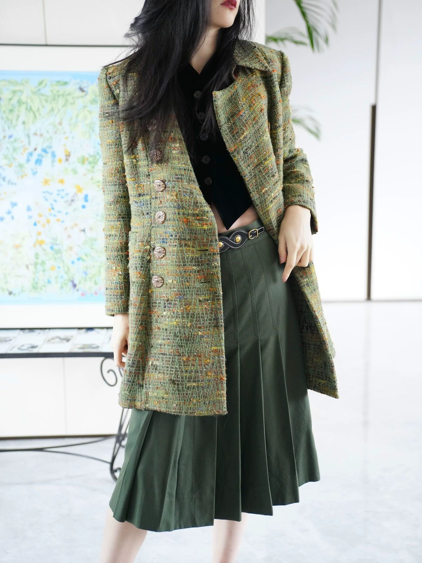 Christian Lacroix Christian Lacroix 1998 Olive Green Wool Tweed Coat FR42 Size M / US 6-8 / IT 42-44 - 9 Thumbnail
