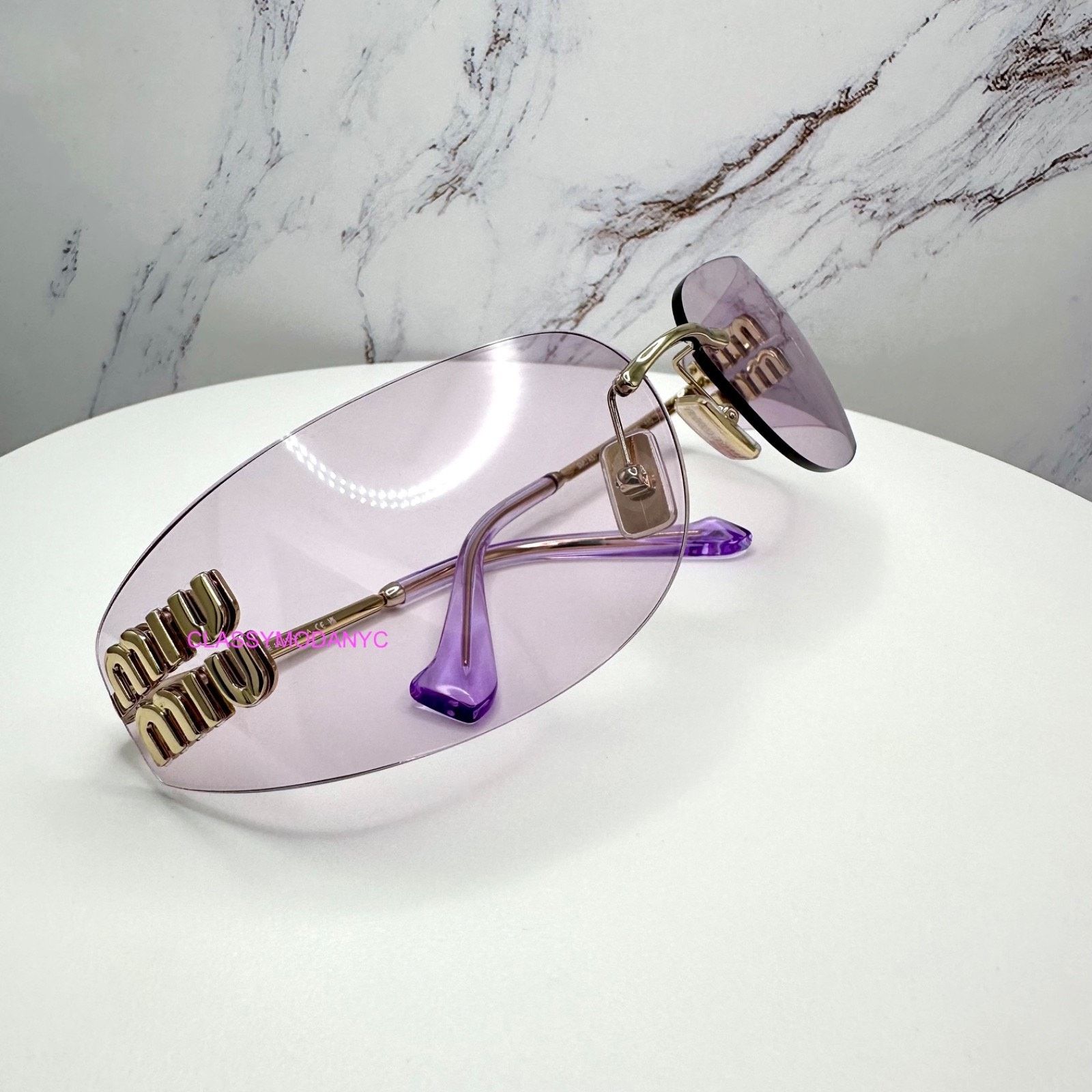 Miu Miu New MIU MIU Sunglasses Gold Pink Wrap AUTHENTIC Runway 2025 Size ONE SIZE - 10 Thumbnail