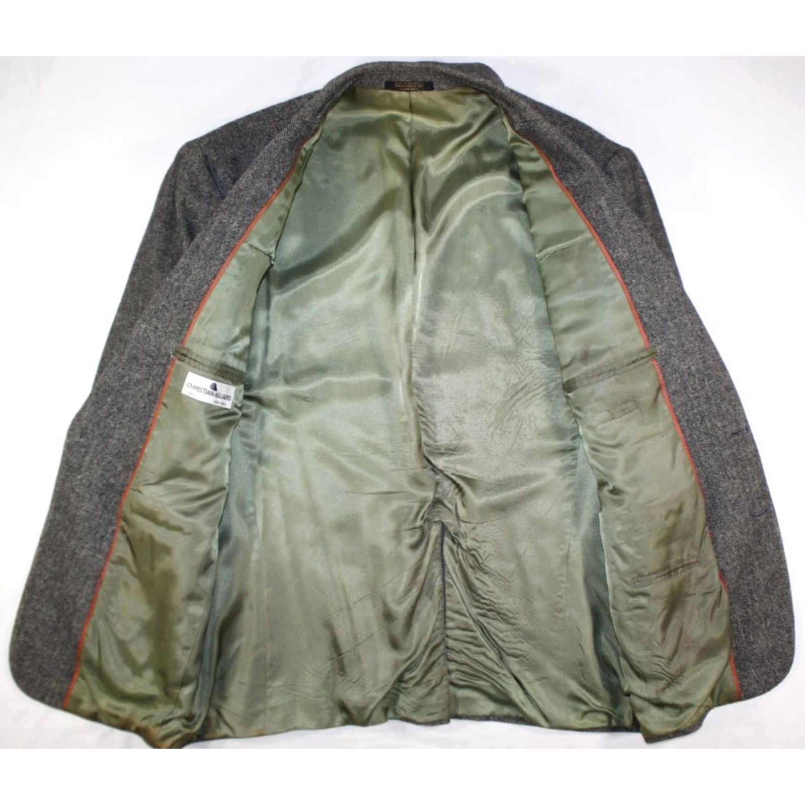 Camel Vintage Christian Aujard Blazer Men's 40 Wool Camel Hair Tweed Herringbone Gray Size 40R - 5 Thumbnail